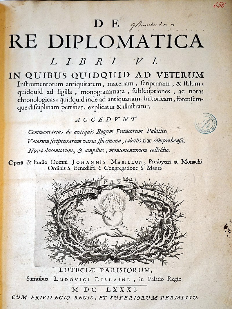 Diplomatik: »De re diplomatica...« (Wikipedia)